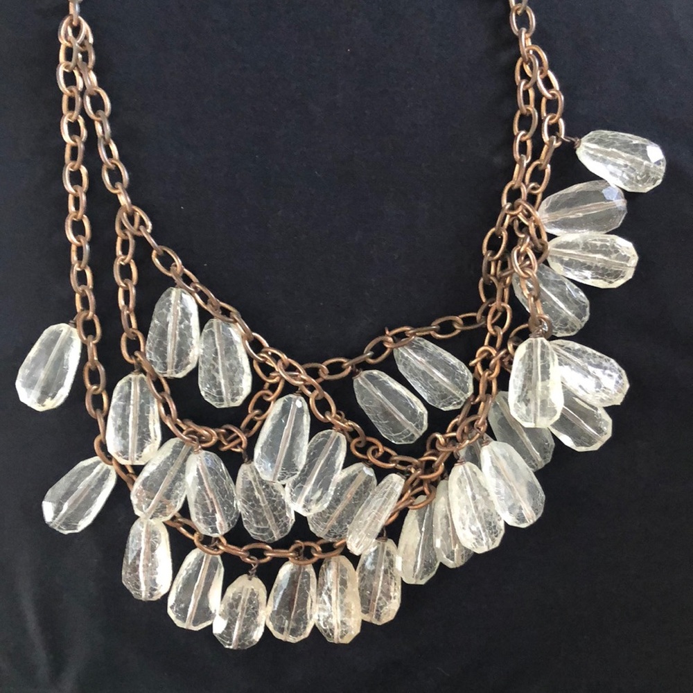 J. Crew Rose Gold Crystal Necklace Gem